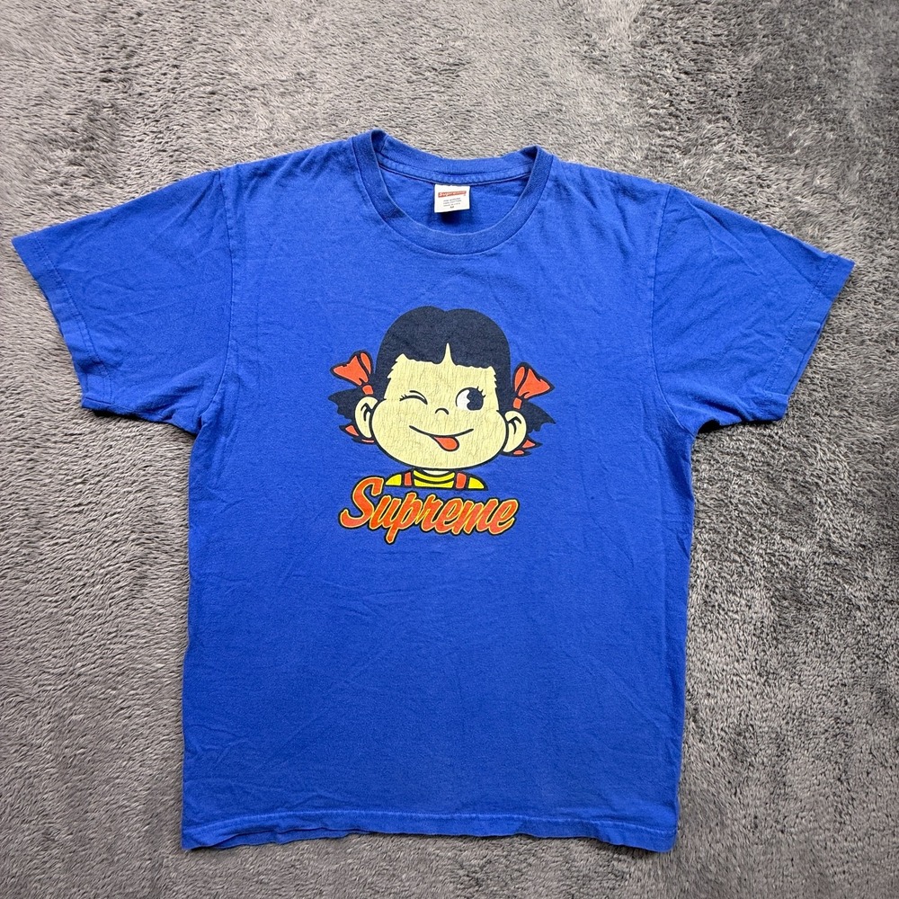 Supreme Peko Candy Girl Tee Shirt Blue Medium SS15 2015 Crewneck USA Made